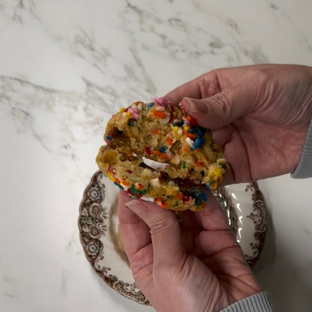 Jurassic Golden Funfetti cookies with Golden Oreo and rainbow sprinkles